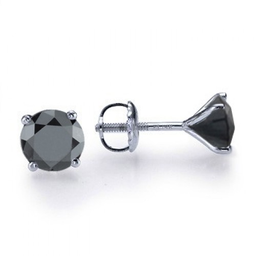 2 carat Black Diamond Stud Earrings