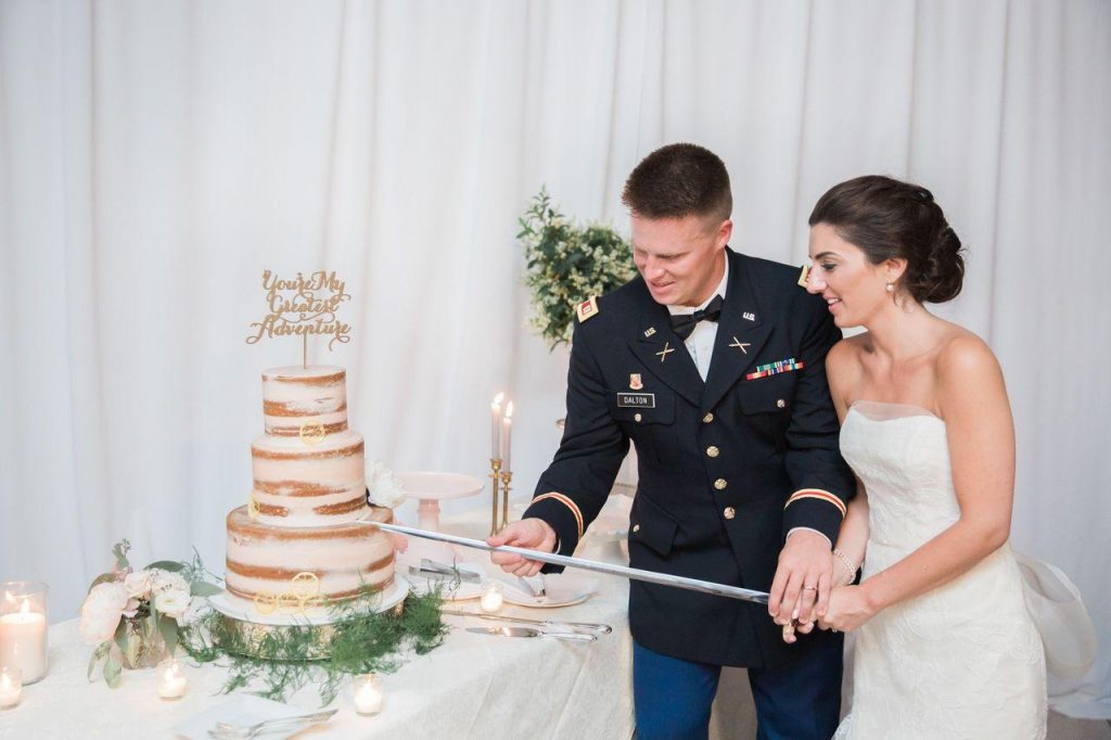 Military Wedding Cutting the Cake