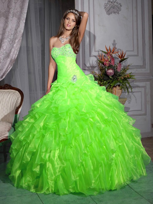 Quinceanera Gown Lime Green