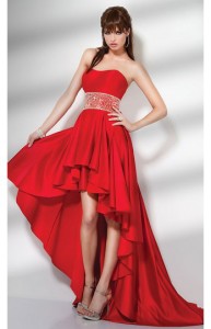 Strapless Slight Sweetheart Waist High Low Prom Dress