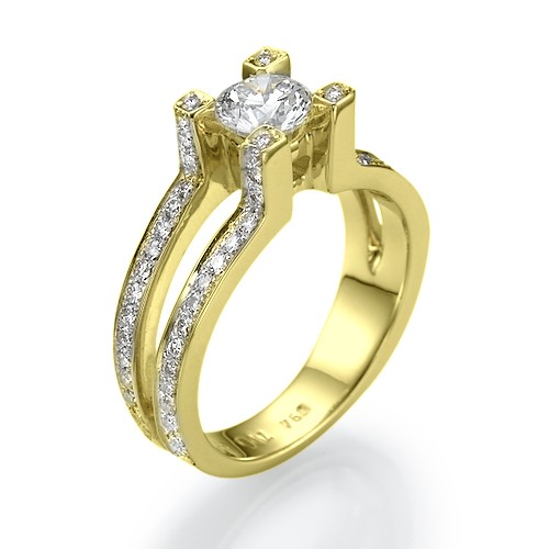 Utopian Dream Split Shank Modern Designer Diamond Engagement Ring