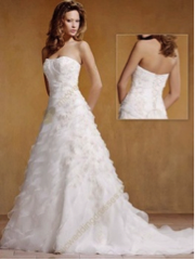 Applique Satin Organza Wedding Gown