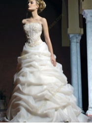 Embroidery Satin Organza Wedding Gown