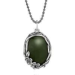 Silver Nephrite-Jade Pendant and Chain