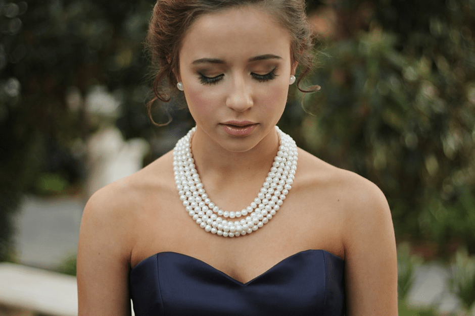 Wearing Pearls Necklace